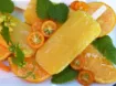 Aplicacion Cesarín Veteado Naranja — salsa premium con fruta real de naranja para heladería profesional