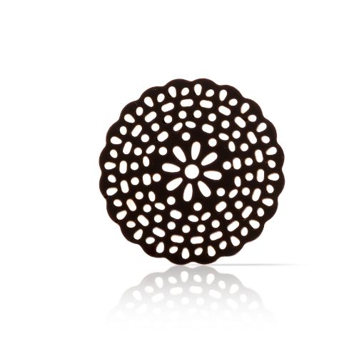 Dobla Lace Round Dark — decoración calada de chocolate negro para pastelería