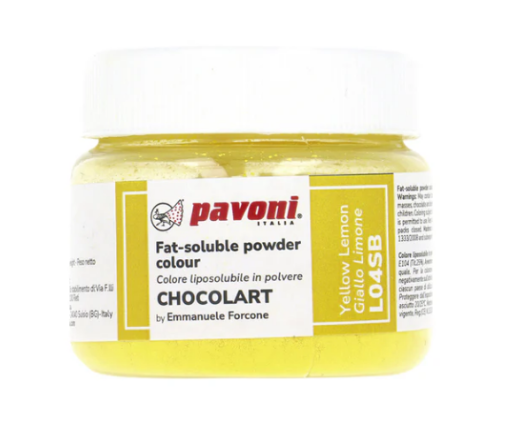 Pavoni Chocolart Colorante Polvo Amarillo Limón — colorante liposoluble para chocolate y decoración de bombones