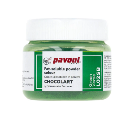 Pavoni Chocolart Colorante Polvo Verde — colorante liposoluble para chocolate y decoración de bombones