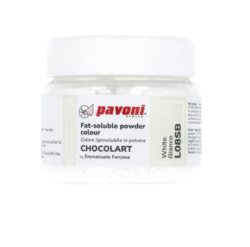Pavoni Chocolart Colorante Polvo Blanco — colorante liposoluble para chocolate y decoración de bombones