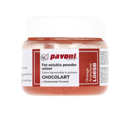 Pavoni Chocolart Colorante Polvo Naranja Vivo — colorante liposoluble para chocolate y decoración de bombones