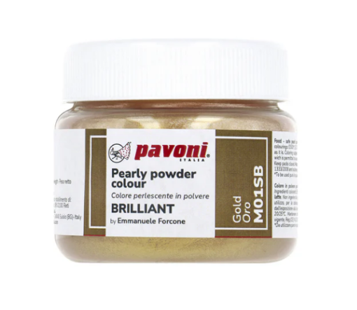 Pavoni Brilliant Colorante Polvo Oro — colorante metalizado para chocolate y pastillaje