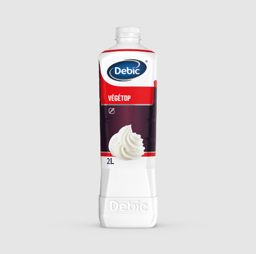 Envase de 2 litros de Debic Vegetop Azucarado, preparado vegetal para montar