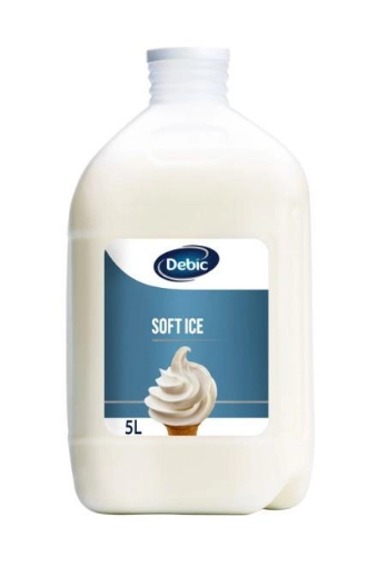 Caja de Debic Soft Ice Vainilla con dos envases de 5 litros de base para helado soft