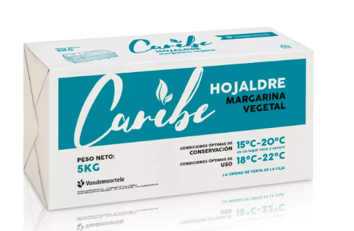 Caja de 20 kg de margarina Caribe Hojaldre Norte de Vandemoortele para laminar hojaldre